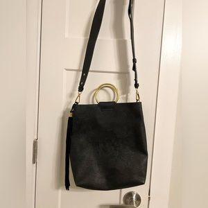ANTHROPOLOGIE BLACK BAG WITH GOLD ACCENTS